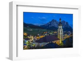 Night View over the Mountain Village of Castelrotto Kastelruth, Alto Adige or South Tyrol, Italy-Stefano Politi Markovina-Framed Photographic Print