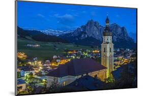 Night View over the Mountain Village of Castelrotto Kastelruth, Alto Adige or South Tyrol, Italy-Stefano Politi Markovina-Mounted Photographic Print