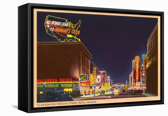 Night, Virginia Street, Reno, Nevada-null-Framed Stretched Canvas