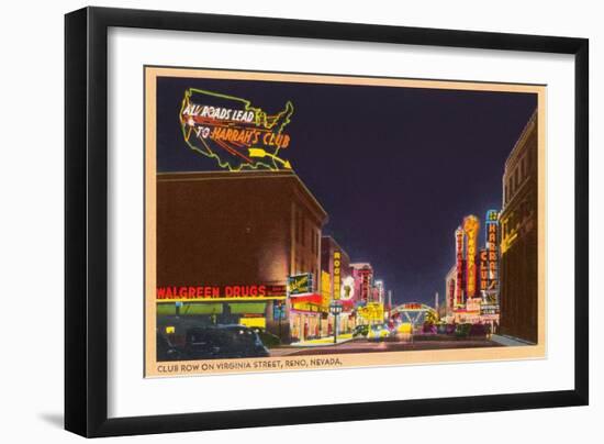 Night, Virginia Street, Reno, Nevada-null-Framed Art Print