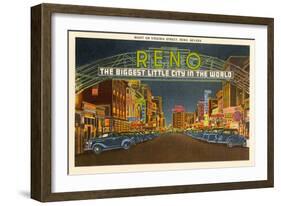 Night, Virginia Street, Reno, Nevada-null-Framed Art Print