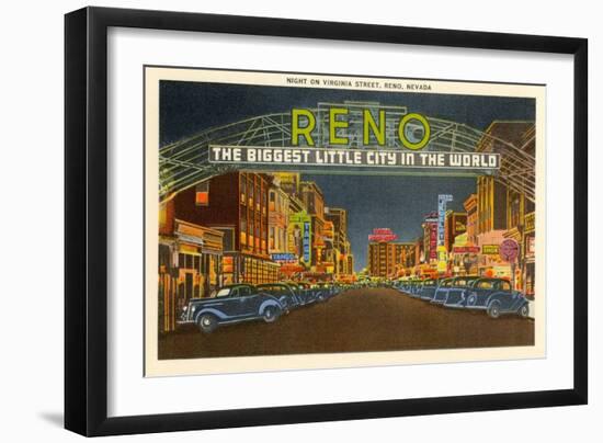 Night, Virginia Street, Reno, Nevada-null-Framed Art Print