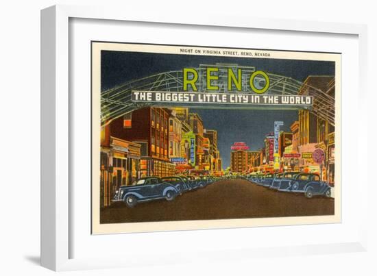 Night, Virginia Street, Reno, Nevada-null-Framed Art Print