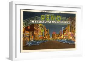 Night, Virginia Street, Reno, Nevada-null-Framed Art Print