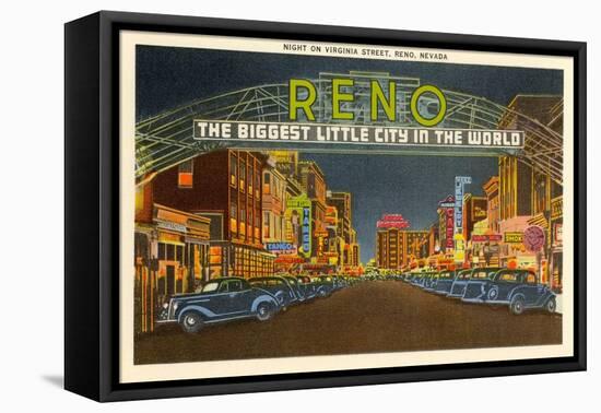 Night, Virginia Street, Reno, Nevada-null-Framed Stretched Canvas
