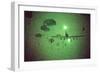 Night Vision Image of Paratroopers Jumping from C-141 Starlifter, Sept. 12 1989-null-Framed Photo