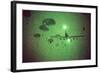 Night Vision Image of Paratroopers Jumping from C-141 Starlifter, Sept. 12 1989-null-Framed Photo