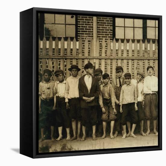 Night Work! Group of Boys Working in Massey Hosiery Mills, Columbus, Georgia, c.1913-Lewis Wickes Hine-Framed Stretched Canvas