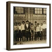 Night Work! Group of Boys Working in Massey Hosiery Mills, Columbus, Georgia, c.1913-Lewis Wickes Hine-Framed Photo