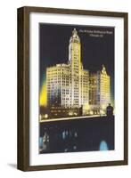 Night, Wrigley Building, Chicago, Illinois-null-Framed Art Print