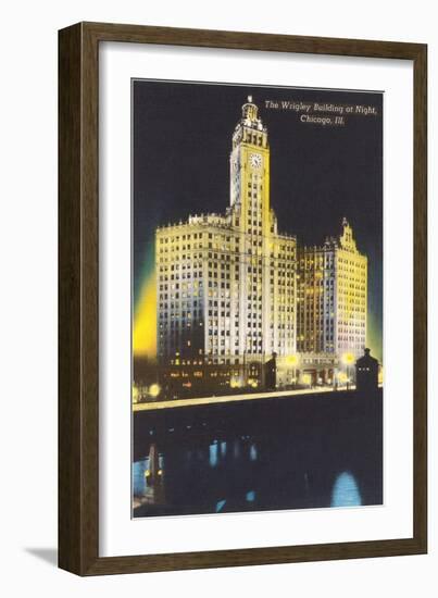 Night, Wrigley Building, Chicago, Illinois-null-Framed Art Print