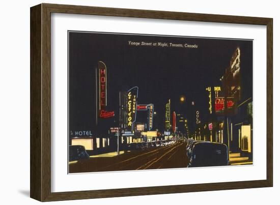 Night, Yonge Street, Toronto-null-Framed Art Print