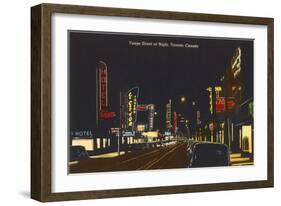 Night, Yonge Street, Toronto-null-Framed Art Print