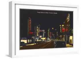 Night, Yonge Street, Toronto-null-Framed Art Print