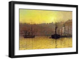 Nightfall in Scarborough Harbour, 1884-John Atkinson Grimshaw-Framed Giclee Print