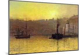 Nightfall in Scarborough Harbour, 1884-John Atkinson Grimshaw-Mounted Giclee Print