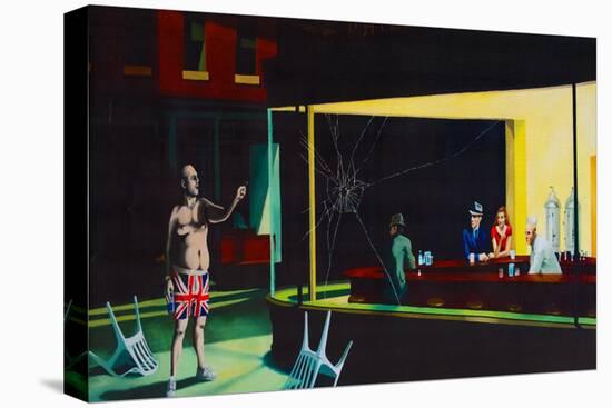 Nighthawks Spoof Graffiti-null-Stretched Canvas