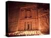 Nightime Tourist Show in Candlelight, in Front of the Treasury (El Khazneh), Petra, Jordan-Donald Nausbaum-Stretched Canvas