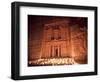 Nightime Tourist Show in Candlelight, in Front of the Treasury (El Khazneh), Petra, Jordan-Donald Nausbaum-Framed Photographic Print