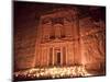 Nightime Tourist Show in Candlelight, in Front of the Treasury (El Khazneh), Petra, Jordan-Donald Nausbaum-Mounted Photographic Print