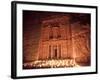 Nightime Tourist Show in Candlelight, in Front of the Treasury (El Khazneh), Petra, Jordan-Donald Nausbaum-Framed Photographic Print