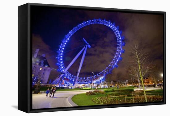 Nightime View of London's Big Wheel-Richard Wright-Framed Stretched Canvas