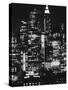 Nightime View of New York City Skyscrapers drom the Shores of New Jersey-Andreas Feininger-Stretched Canvas