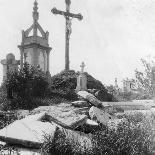 British Tank in Front of Ruined Buildings, Peronne, France, World War I, C1916-C1918-Nightingale & Co-Framed Giclee Print