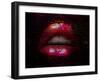 Nightlife Fashion Vector Illustration of Sexy Mosaic Lips over Glittering Background-Kundra-Framed Art Print