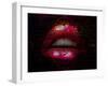 Nightlife Fashion Vector Illustration of Sexy Mosaic Lips over Glittering Background-Kundra-Framed Art Print