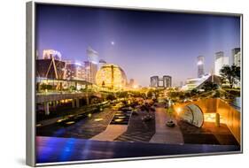 Nightly Display of Light, Color and Futuristic Architecture in Jianggan District of Hangzhou-Andreas Brandl-Framed Photographic Print