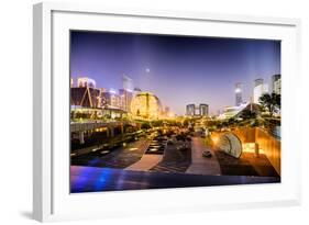 Nightly Display of Light, Color and Futuristic Architecture in Jianggan District of Hangzhou-Andreas Brandl-Framed Photographic Print