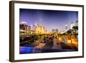 Nightly Display of Light, Color and Futuristic Architecture in Jianggan District of Hangzhou-Andreas Brandl-Framed Photographic Print