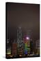 Nightly Light Show of the City of Hong Kong Draped in Fog-Terry Eggers-Stretched Canvas