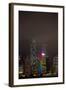 Nightly Light Show of the City of Hong Kong Draped in Fog-Terry Eggers-Framed Photographic Print