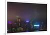 Nightly Light Show of the City of Hong Kong Draped in Fog-Terry Eggers-Framed Photographic Print