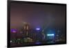 Nightly Light Show of the City of Hong Kong Draped in Fog-Terry Eggers-Framed Photographic Print