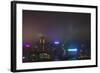 Nightly Light Show of the City of Hong Kong Draped in Fog-Terry Eggers-Framed Photographic Print