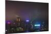 Nightly Light Show of the City of Hong Kong Draped in Fog-Terry Eggers-Mounted Photographic Print