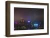 Nightly Light Show of the City of Hong Kong Draped in Fog-Terry Eggers-Framed Photographic Print