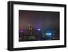 Nightly Light Show of the City of Hong Kong Draped in Fog-Terry Eggers-Framed Photographic Print