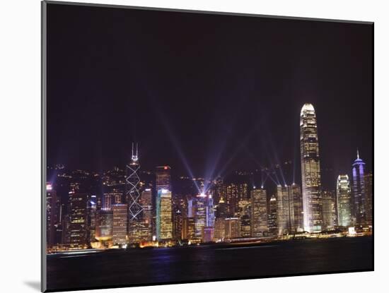 Nightly Sound and Light Show over Hong Kong Island Skyline, Hong Kong, China-Amanda Hall-Mounted Photographic Print