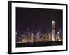 Nightly Sound and Light Show over Hong Kong Island Skyline, Hong Kong, China-Amanda Hall-Framed Photographic Print