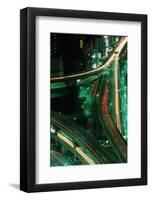 Nighttime Aerial View of Freeways and Traffic Motion, Tokyo, Japan-null-Framed Photographic Print