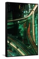 Nighttime Aerial View of Freeways and Traffic Motion, Tokyo, Japan-null-Framed Stretched Canvas