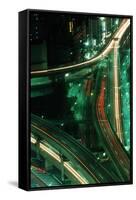 Nighttime Aerial View of Freeways and Traffic Motion, Tokyo, Japan-null-Framed Stretched Canvas