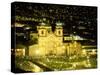 Nighttime Aerial View of the Main Square Featuring the Cathedral of Cusco, Cusco, Peru-Jim Zuckerman-Stretched Canvas