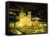 Nighttime Aerial View of the Main Square Featuring the Cathedral of Cusco, Cusco, Peru-Jim Zuckerman-Framed Stretched Canvas