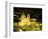 Nighttime Aerial View of the Main Square Featuring the Cathedral of Cusco, Cusco, Peru-Jim Zuckerman-Framed Photographic Print