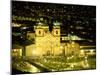 Nighttime Aerial View of the Main Square Featuring the Cathedral of Cusco, Cusco, Peru-Jim Zuckerman-Mounted Photographic Print